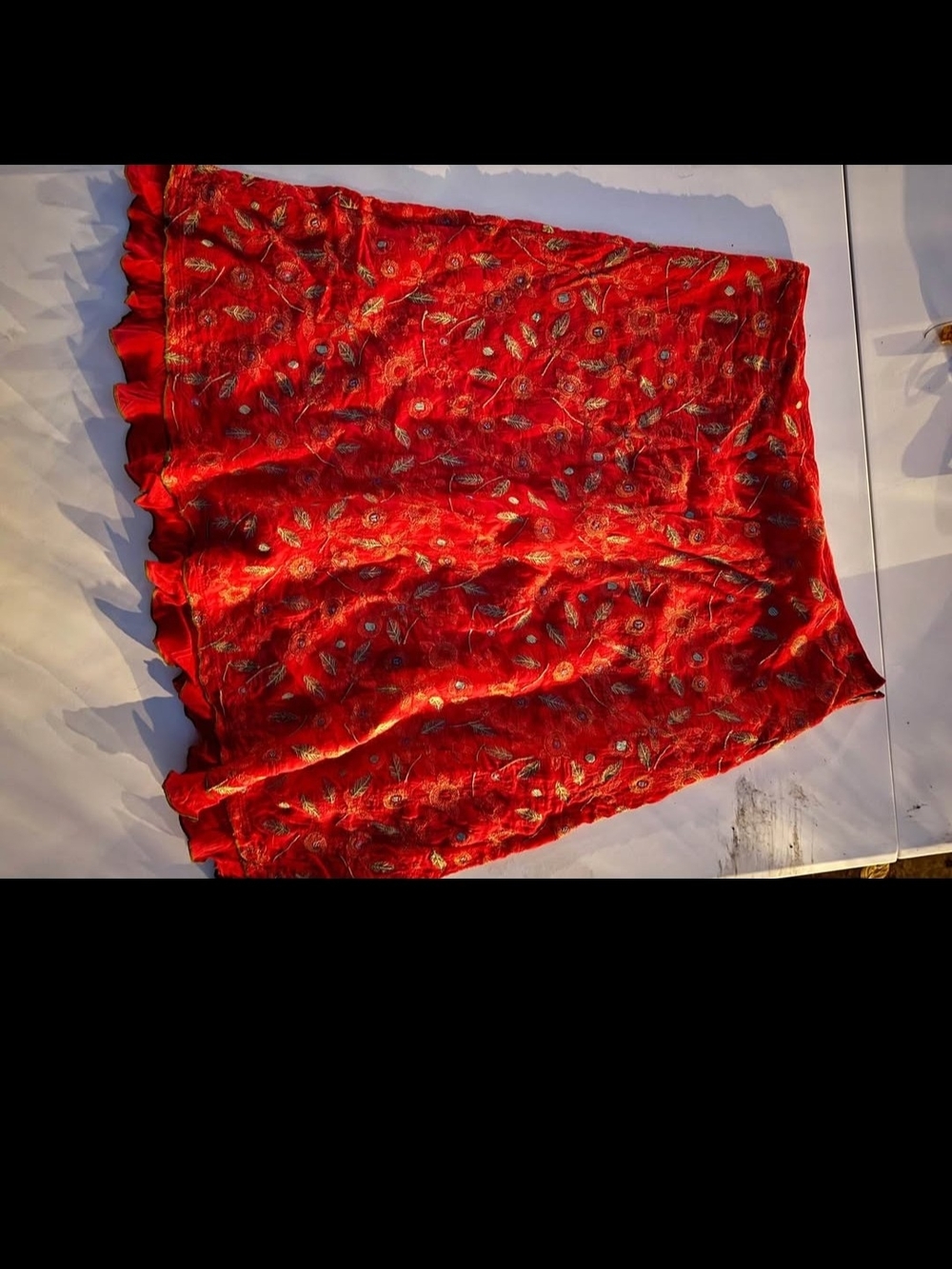Johnny Was Red Floral A-Line Skirt